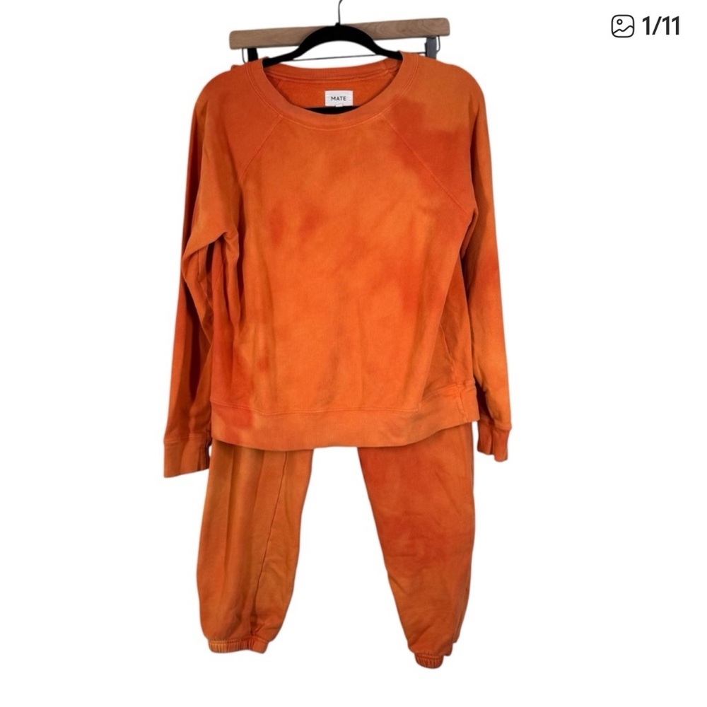 Mate The Label Sweatshirt Pant Lounge Set Tie Dye Orange Size Medium